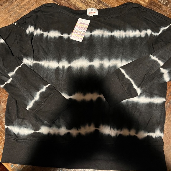 NWT Sundry For EVEREVE BLK Tie Dye Off the Shoulder Sweatshirt Wm 0(SM) LS Soft - Picture 3 of 15